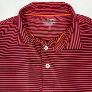 Michel Rouen Performance Polo M Red Navy Striped Short Sleeve Athletic Shirt